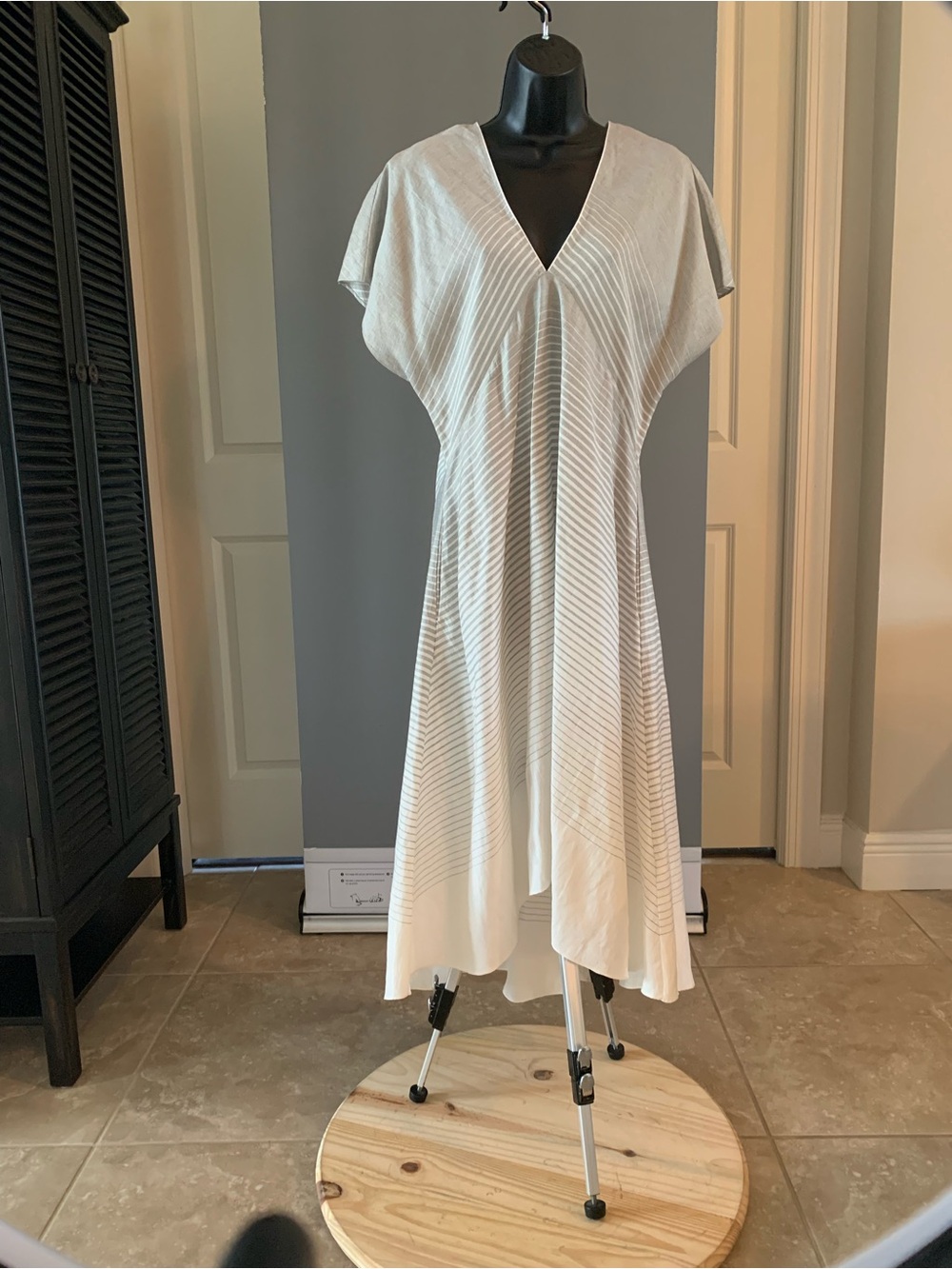 Very Special Designer Dress with Subtle Stripe Detail